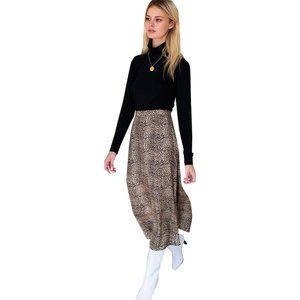 Womens Size Medium Emerson Fry Pure Silk Mini Cheetah Animal Print Maxi Skirt